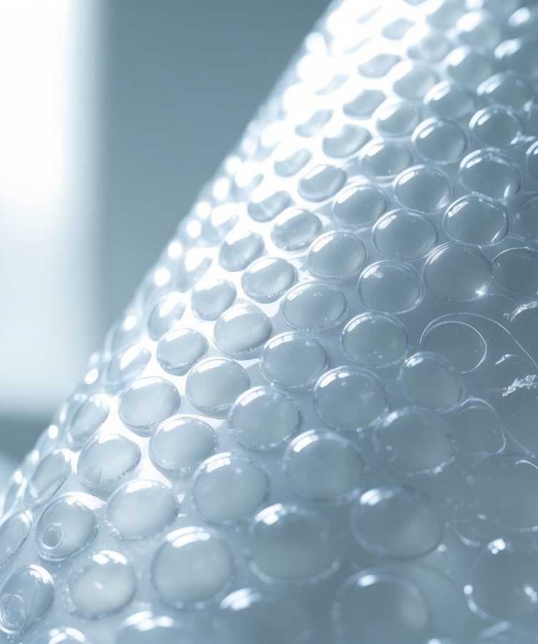 White-colored air bubble cushioning wrap